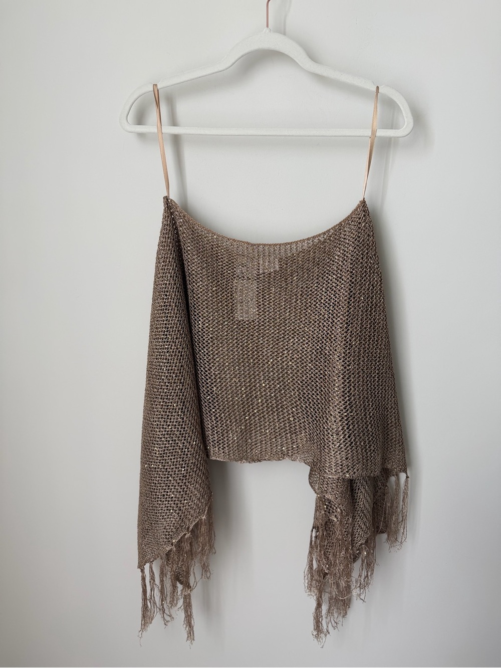 Gold sequins Fringe poncho shrug